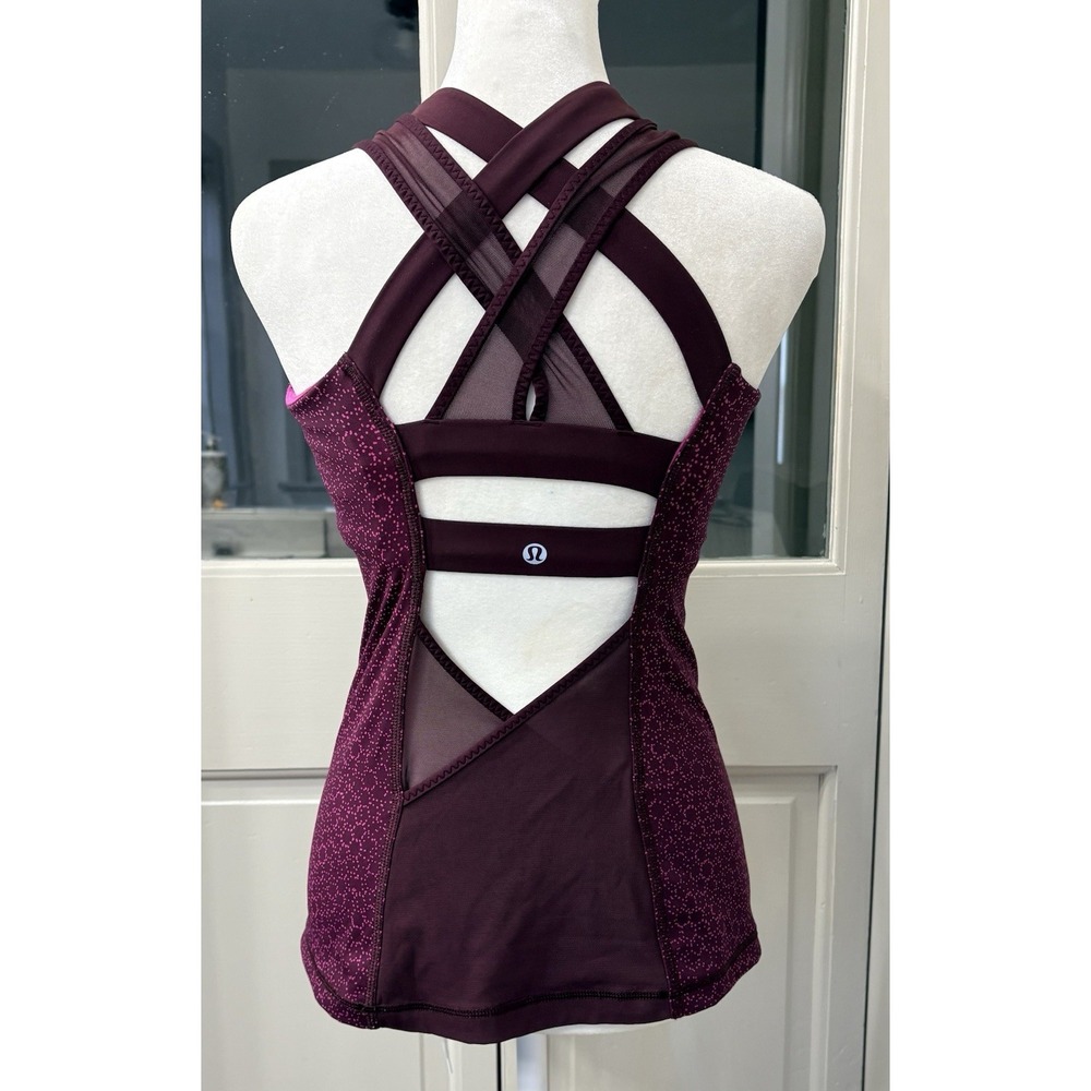 Lululemon Ready Set Sweat Tank Top‎ Size 4 Star Pixel Raspberry Bordeaux Drama